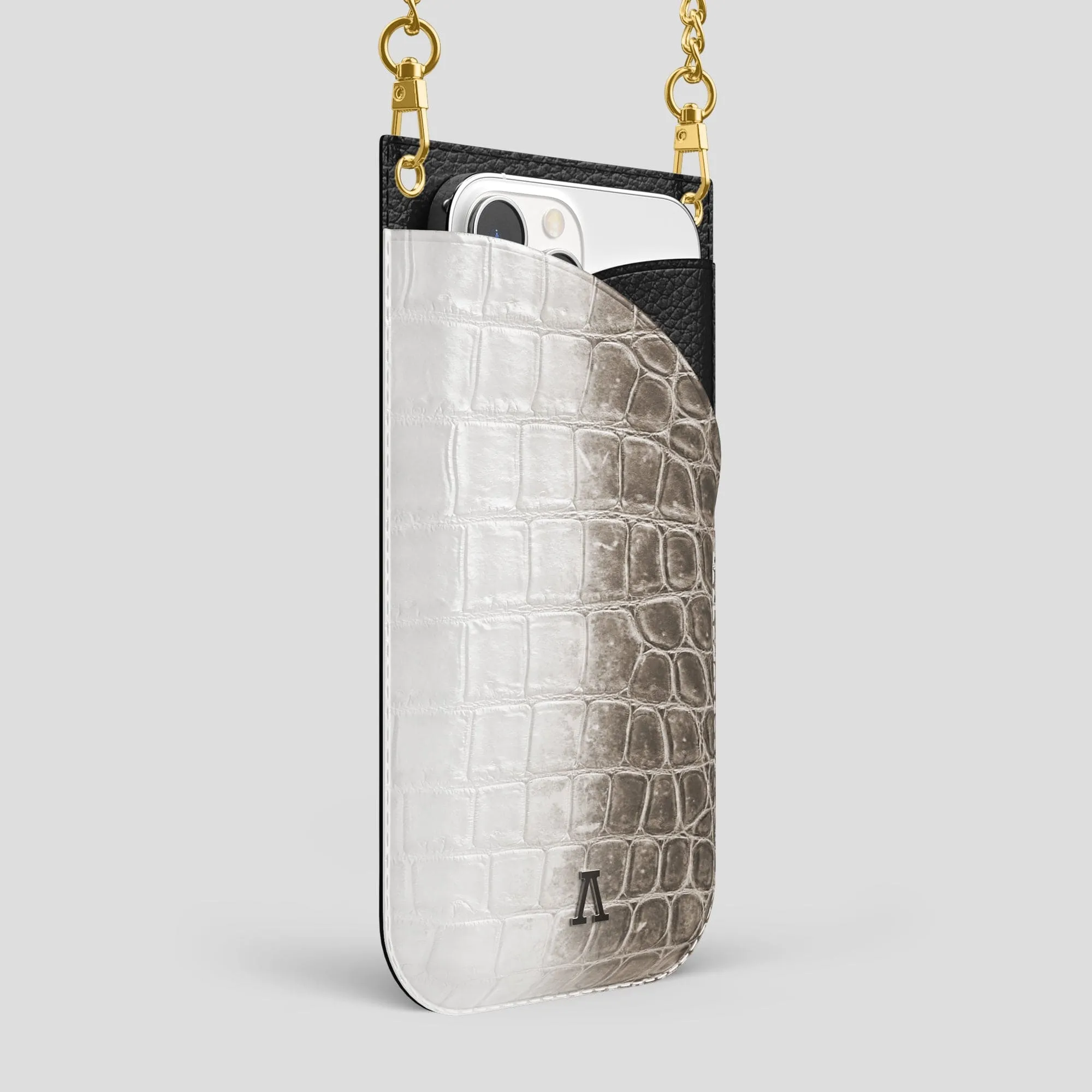 Crossbody Bag For iPhone 14 Pro Max In Himalayan Crocodile