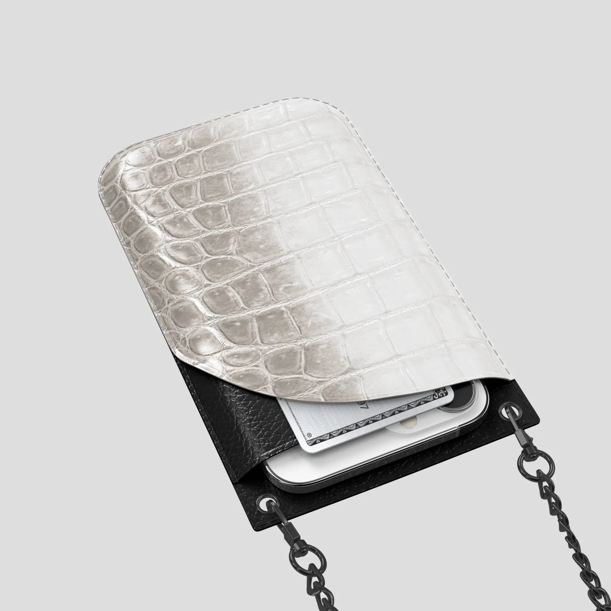 Crossbody Bag For iPhone 14 Pro Max In Himalayan Crocodile