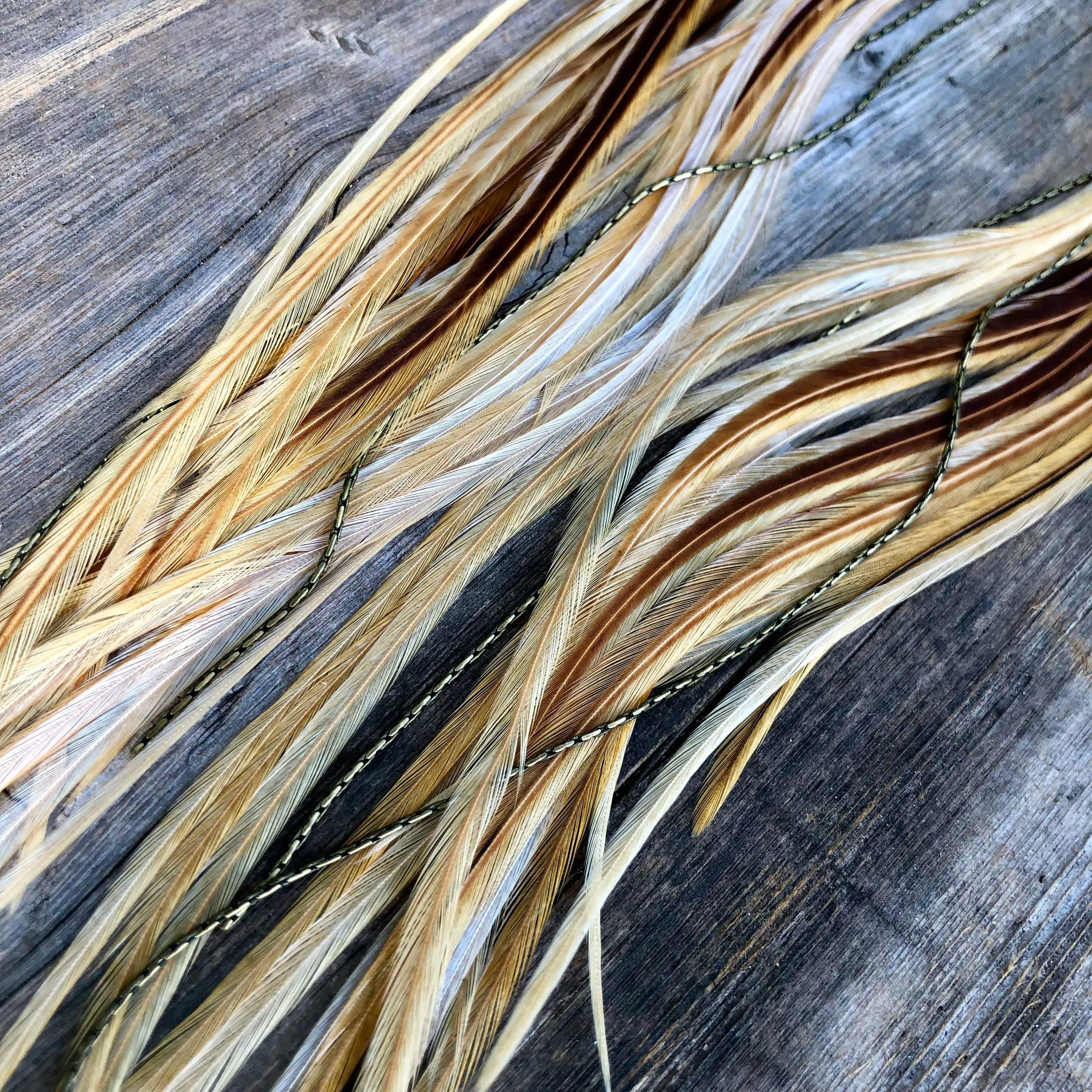 Earrings, Extra Long Feathers, Blonde, RG-E1121B - SALE!