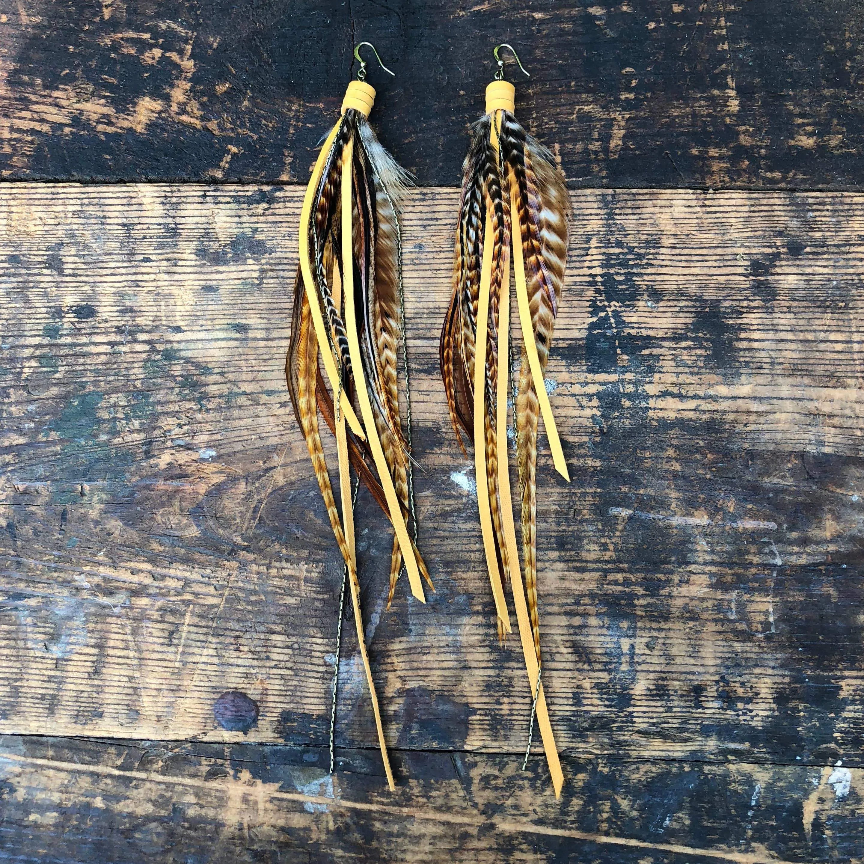 Earrings, Feather & Leather Pirate Earrings - SALE!