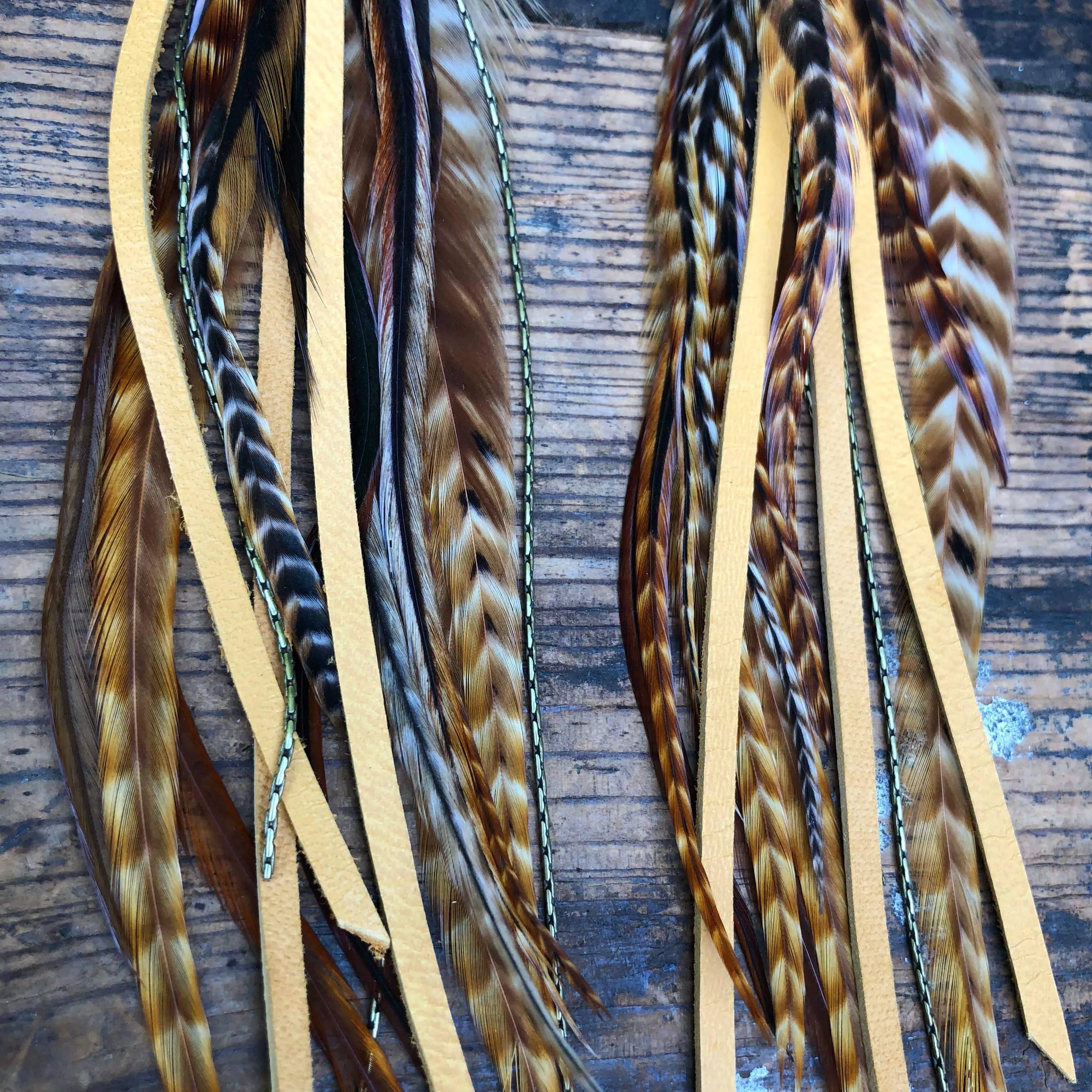 Earrings, Feather & Leather Pirate Earrings - SALE!