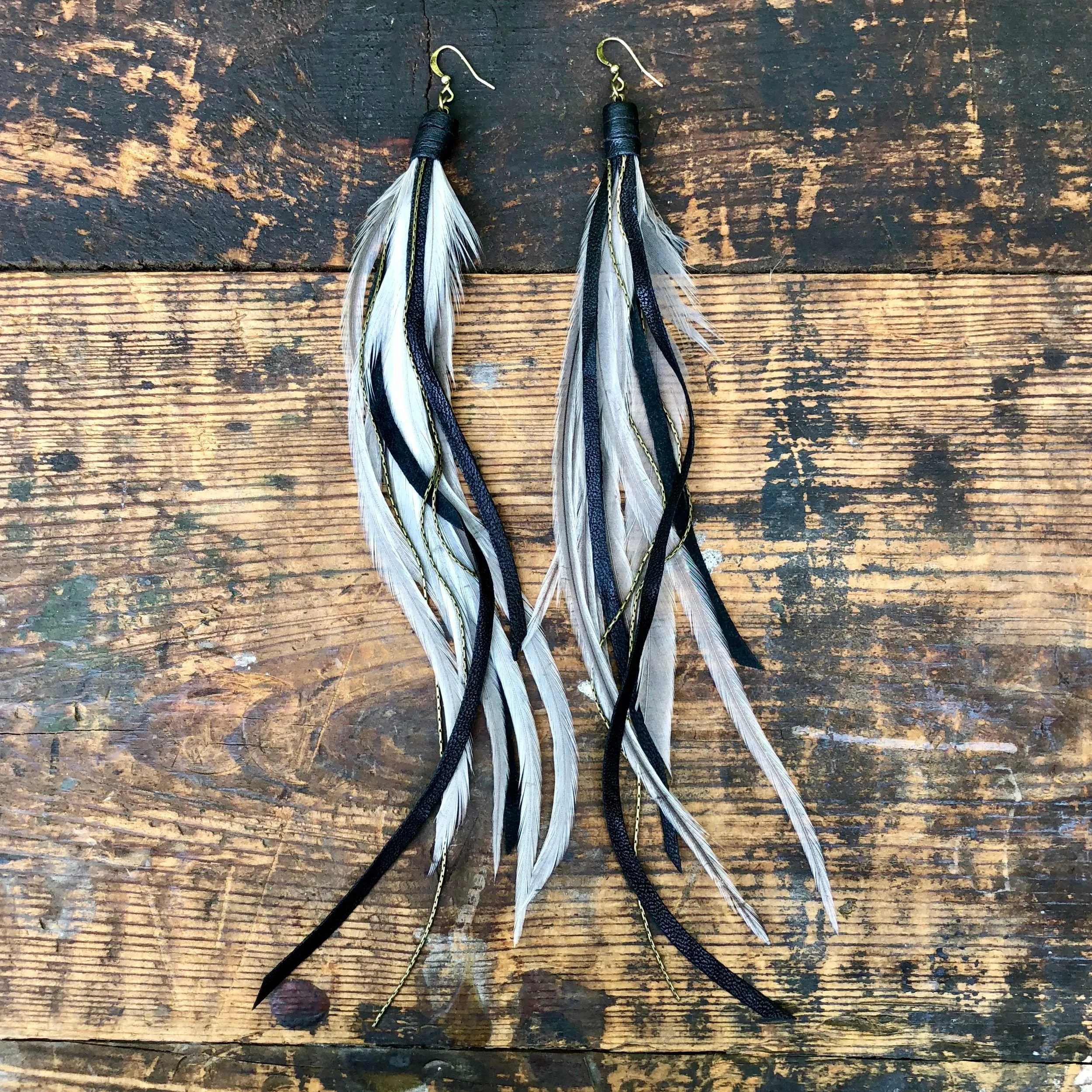 Earrings, Feather & Leather Pirate Earrings - SALE!
