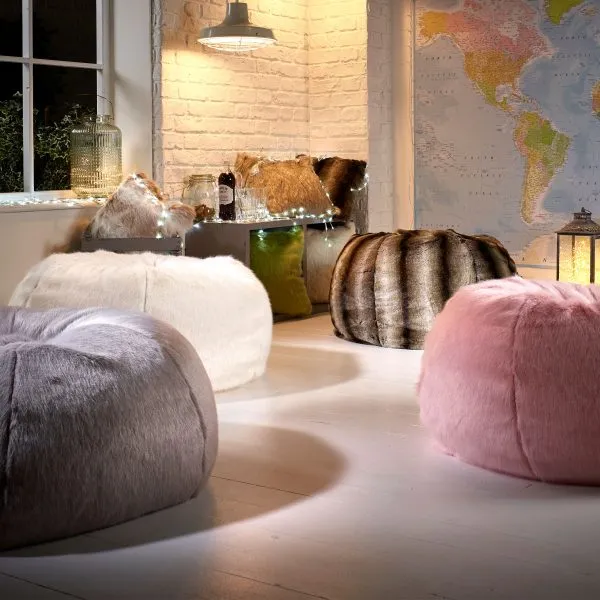 Faux Fur Bean Bag Pink by Katrina Hampton
