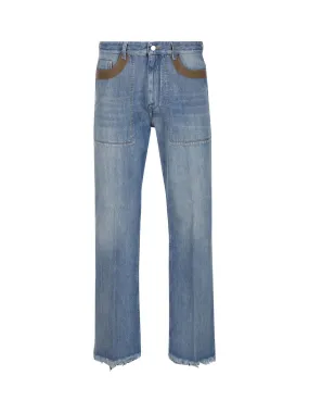 FENDI Men's 23SS Blue Denim Straight Pants for Fashion-Forward Style