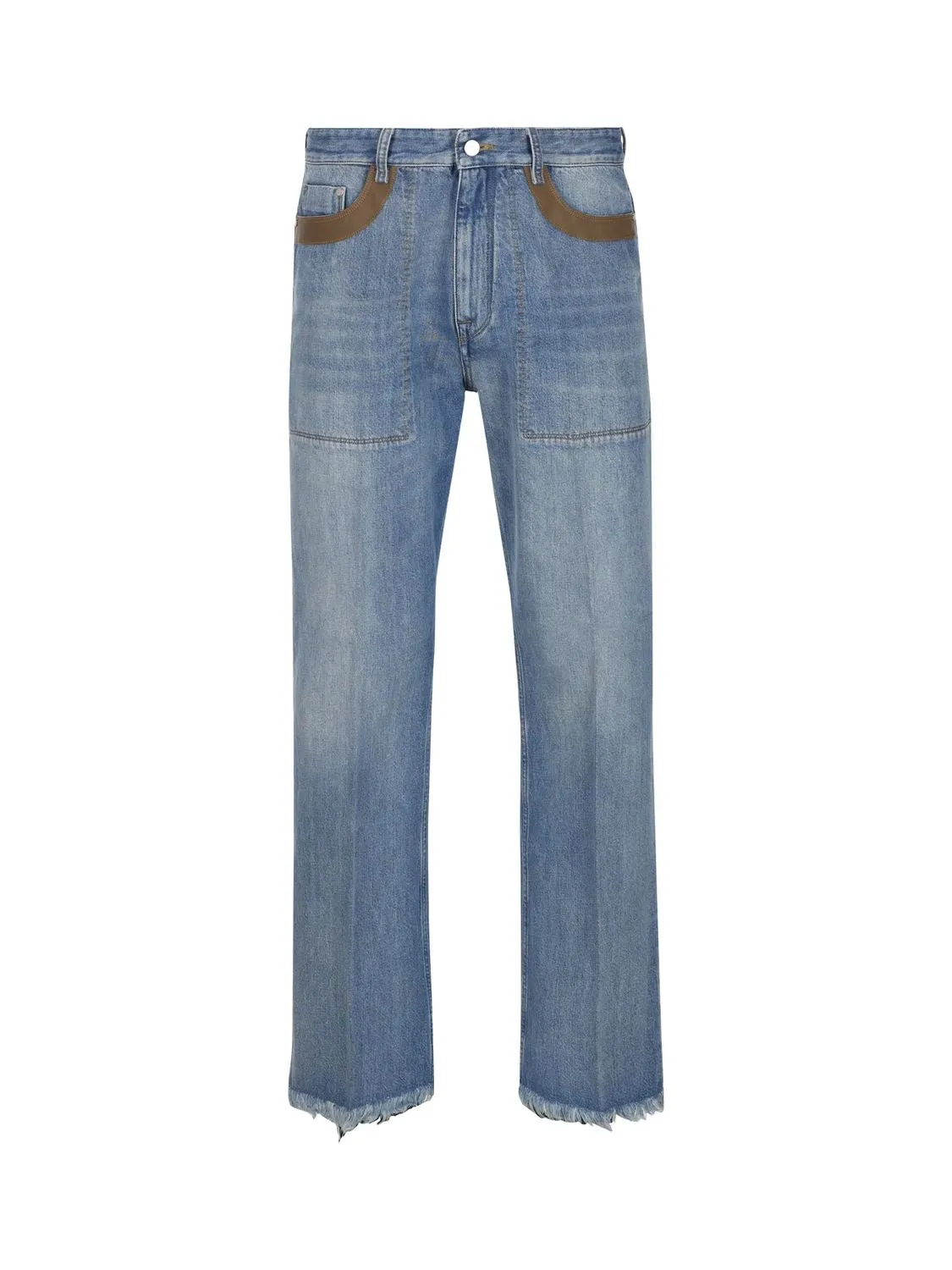 FENDI Men's 23SS Blue Denim Straight Pants for Fashion-Forward Style