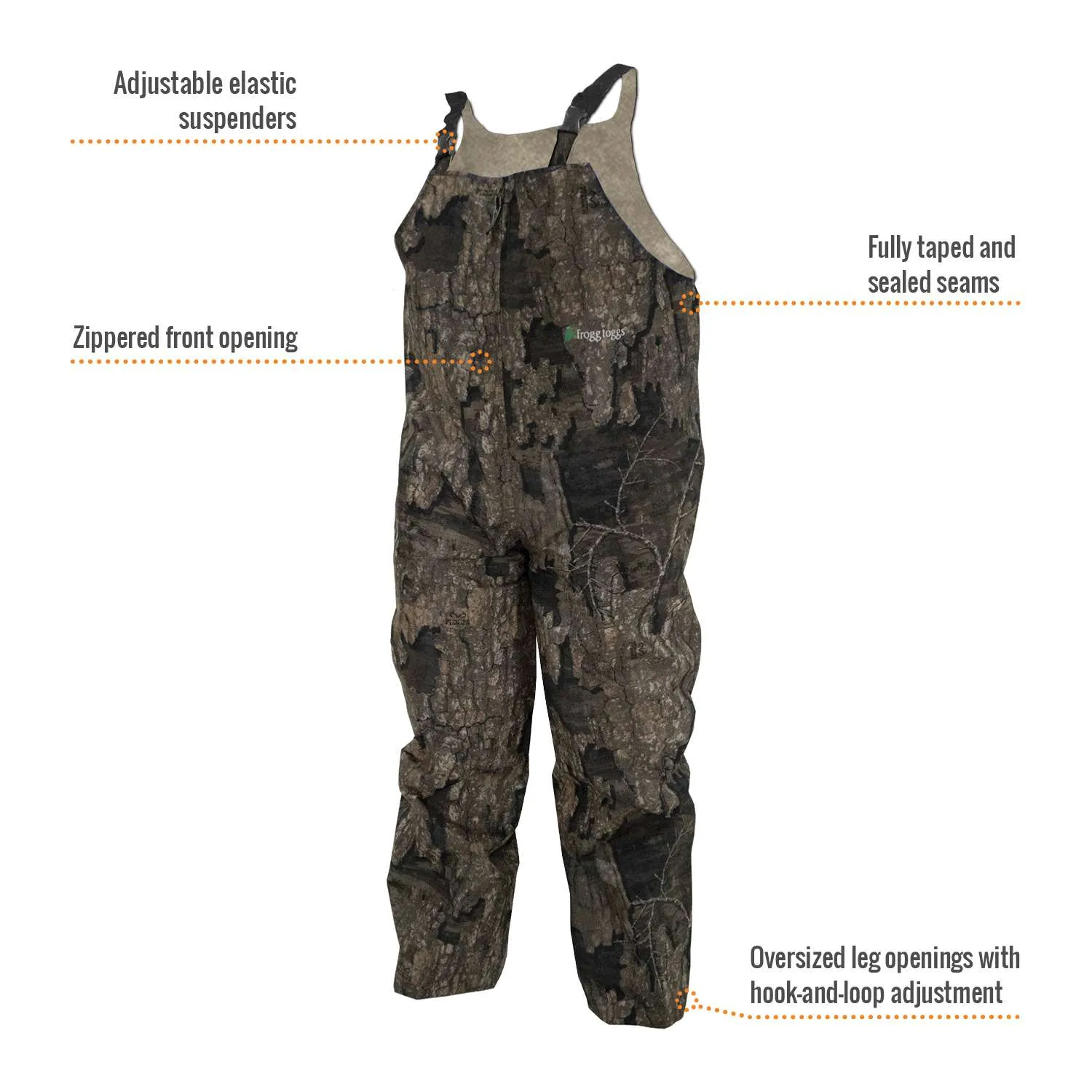 Frogg Toggs Mens Mossy Oak Bottomland Classic Pro Advantage Waterproof Bib