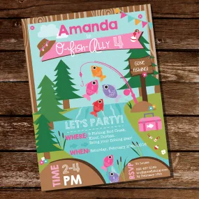Girl's Fishing Party Invitation | Gone Fishing Invite