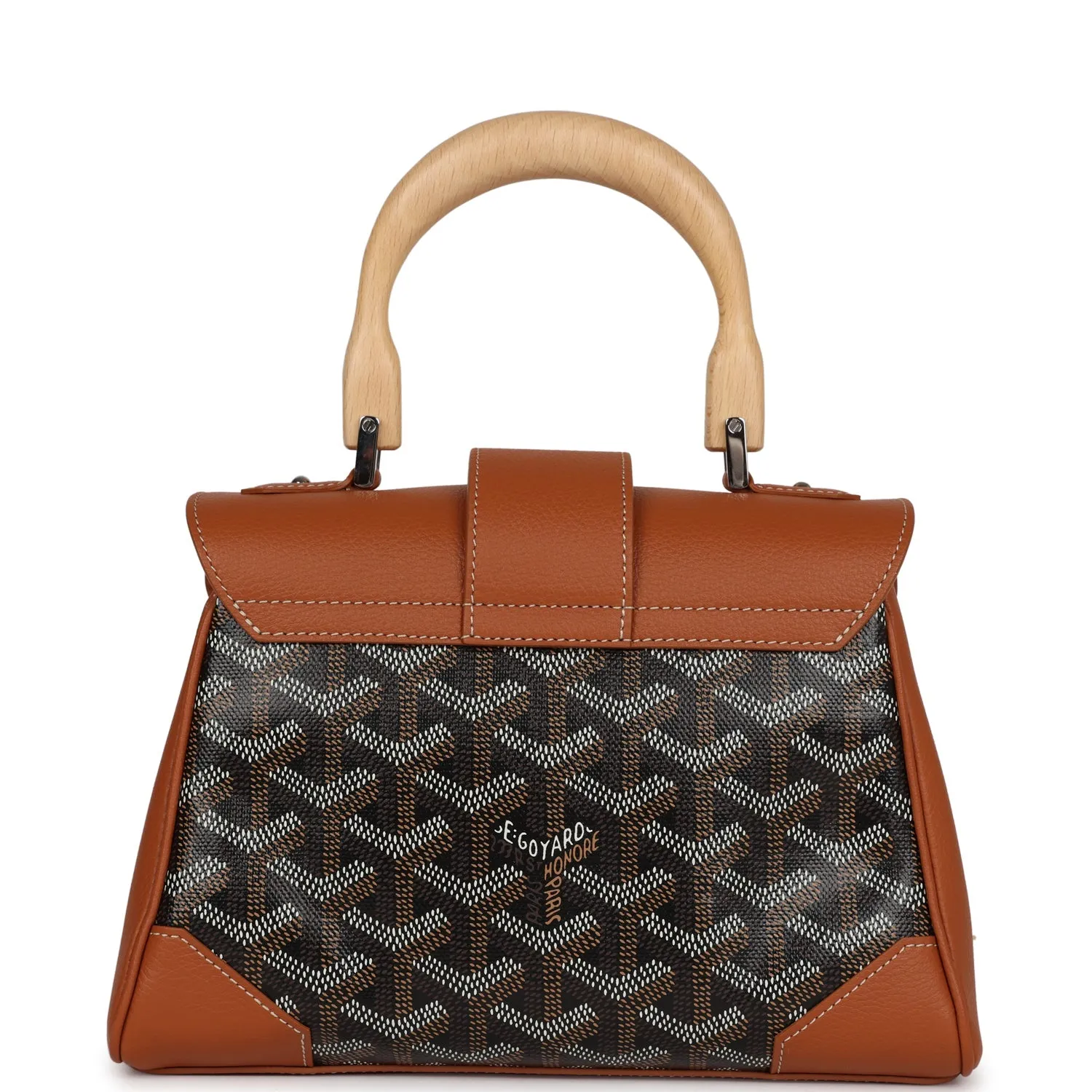 Goyard Saigon Souple Mini Bag Black and Brown Goyardine Canvas Palladium Hardware
