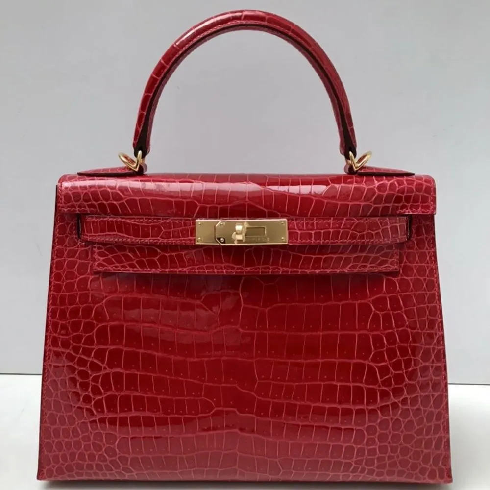 Hermès Kelly 28 Braise Sellier Crocodile Porosus Lisse Gold Hardware GHW