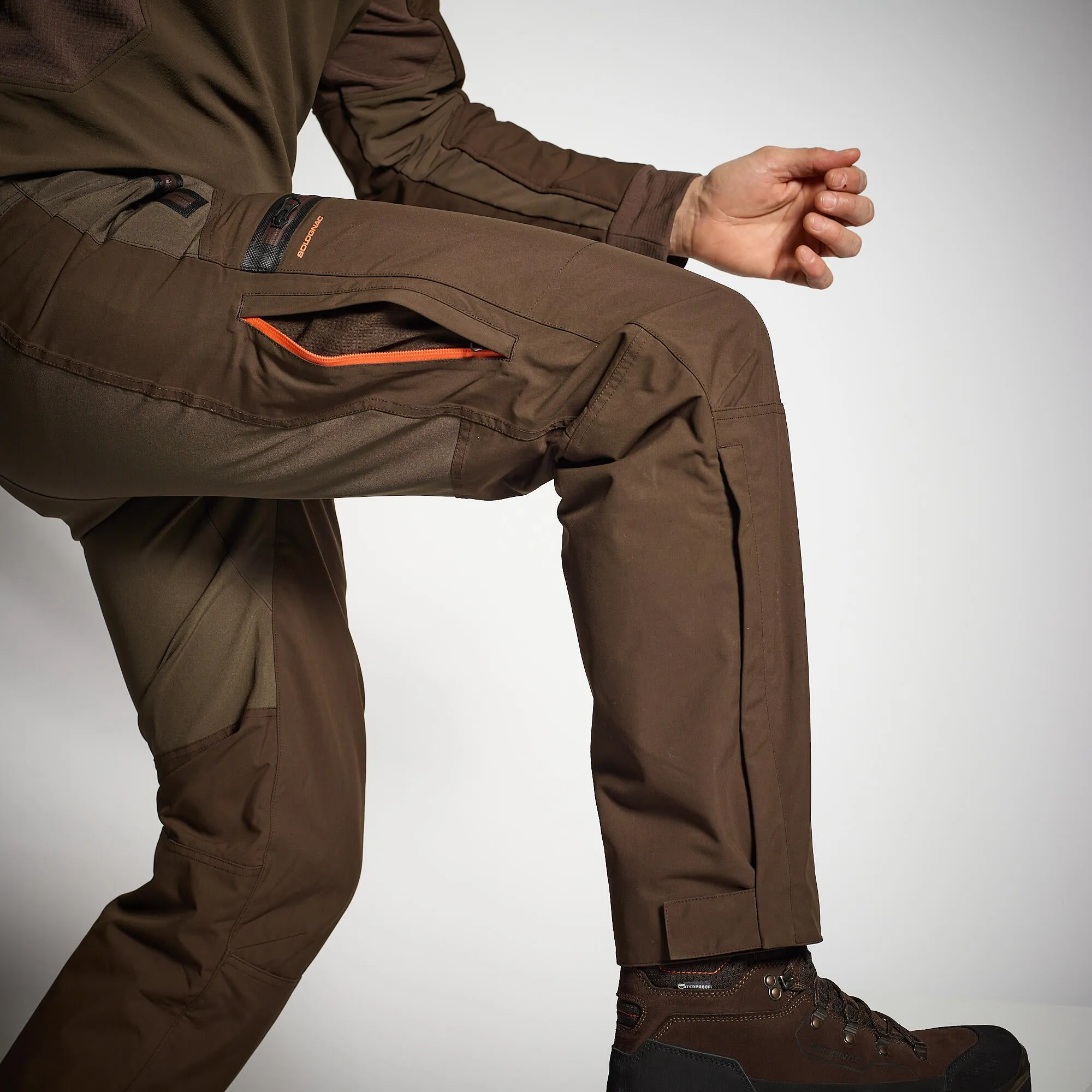 Hunting pants Renfort 900 waterproof brown SOLOGNAC, coffee brown