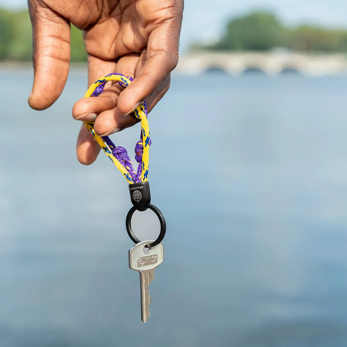 LA Lakers Bracenet Purple & Gold Upcycled Fishing Net Keychain