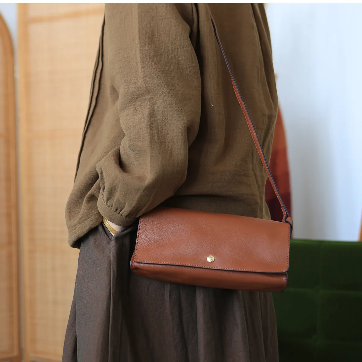 Ladies Small Crossbody Bags Brown Shoulder Bag For Women