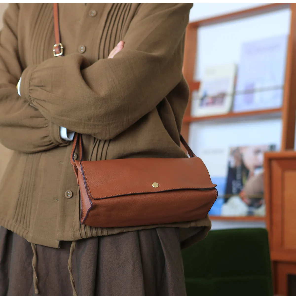 Ladies Small Crossbody Bags Brown Shoulder Bag For Women