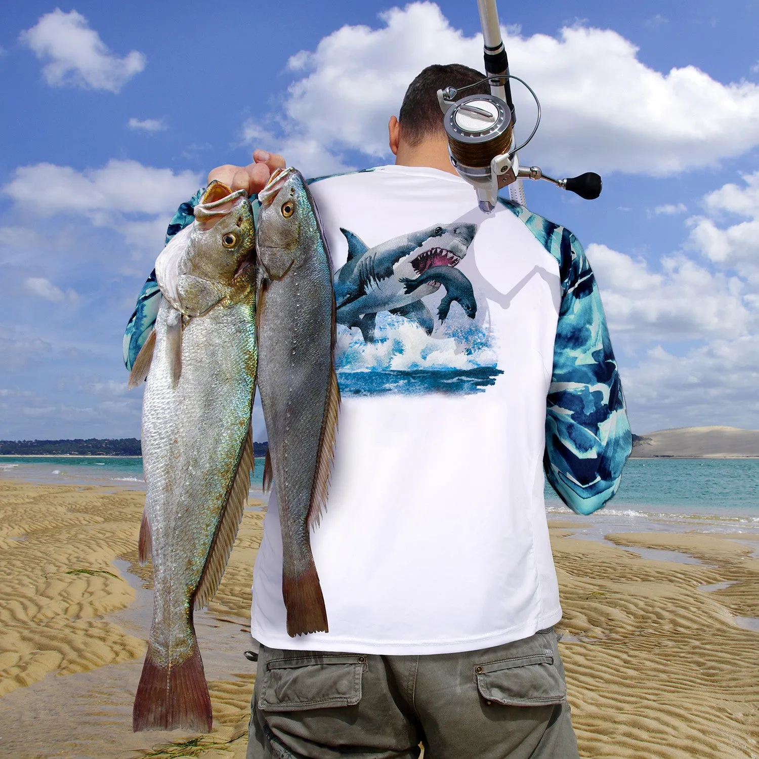 Long Sleeve Shirts UPF 50  (Shark Chases Seal)