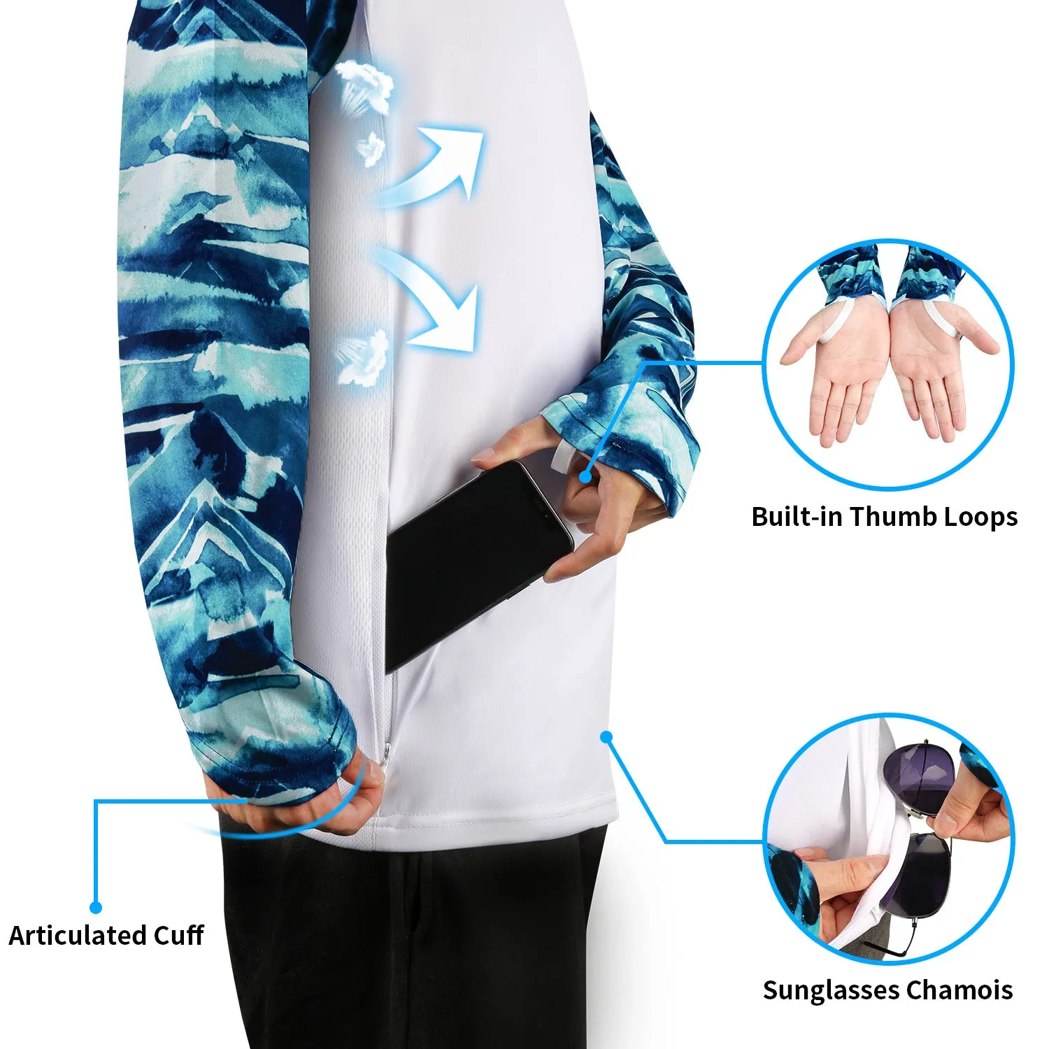Long Sleeve Shirts UPF 50  (Shark Chases Seal)