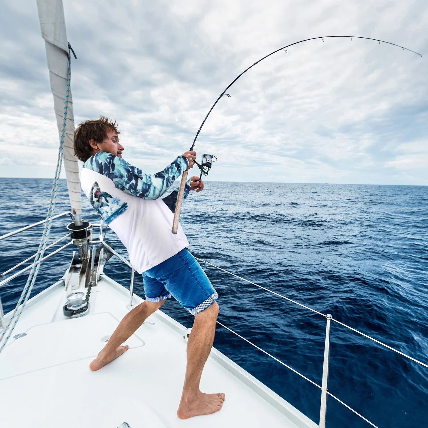 Long Sleeve Shirts UPF 50  (Shark Chases Seal)