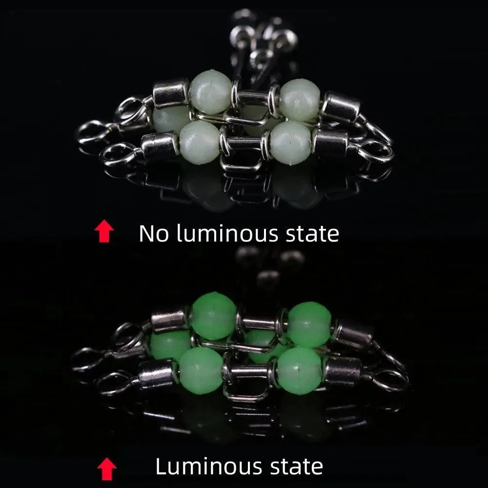 Luminous Glow Beads Fishing Swivels: Illuminate Your Catch - Pack of 10