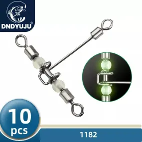 Luminous Glow Beads Fishing Swivels: Illuminate Your Catch - Pack of 10