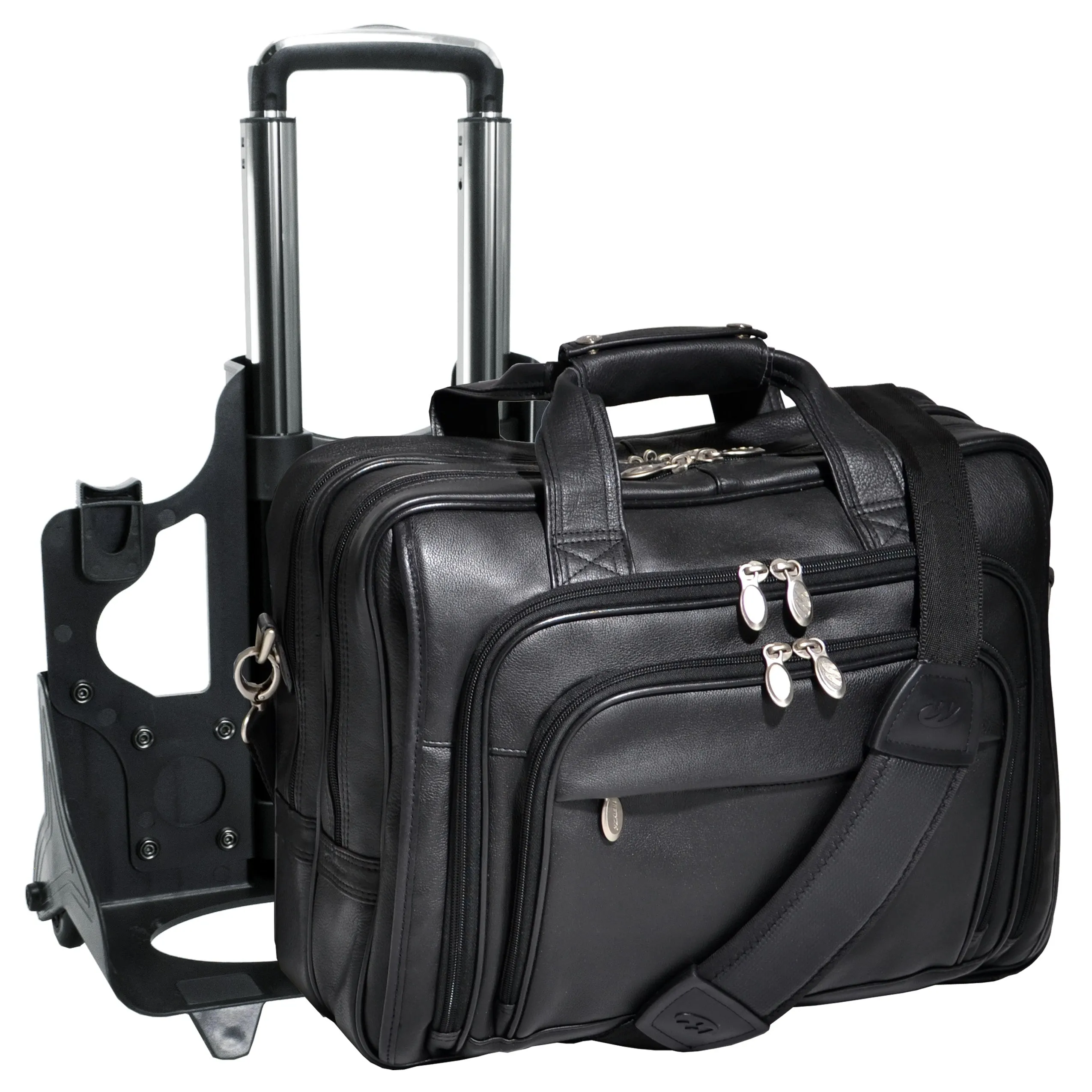 McKlein GOLD COAST 17" Leather Patented Detachable -Wheeled Laptop Briefcase