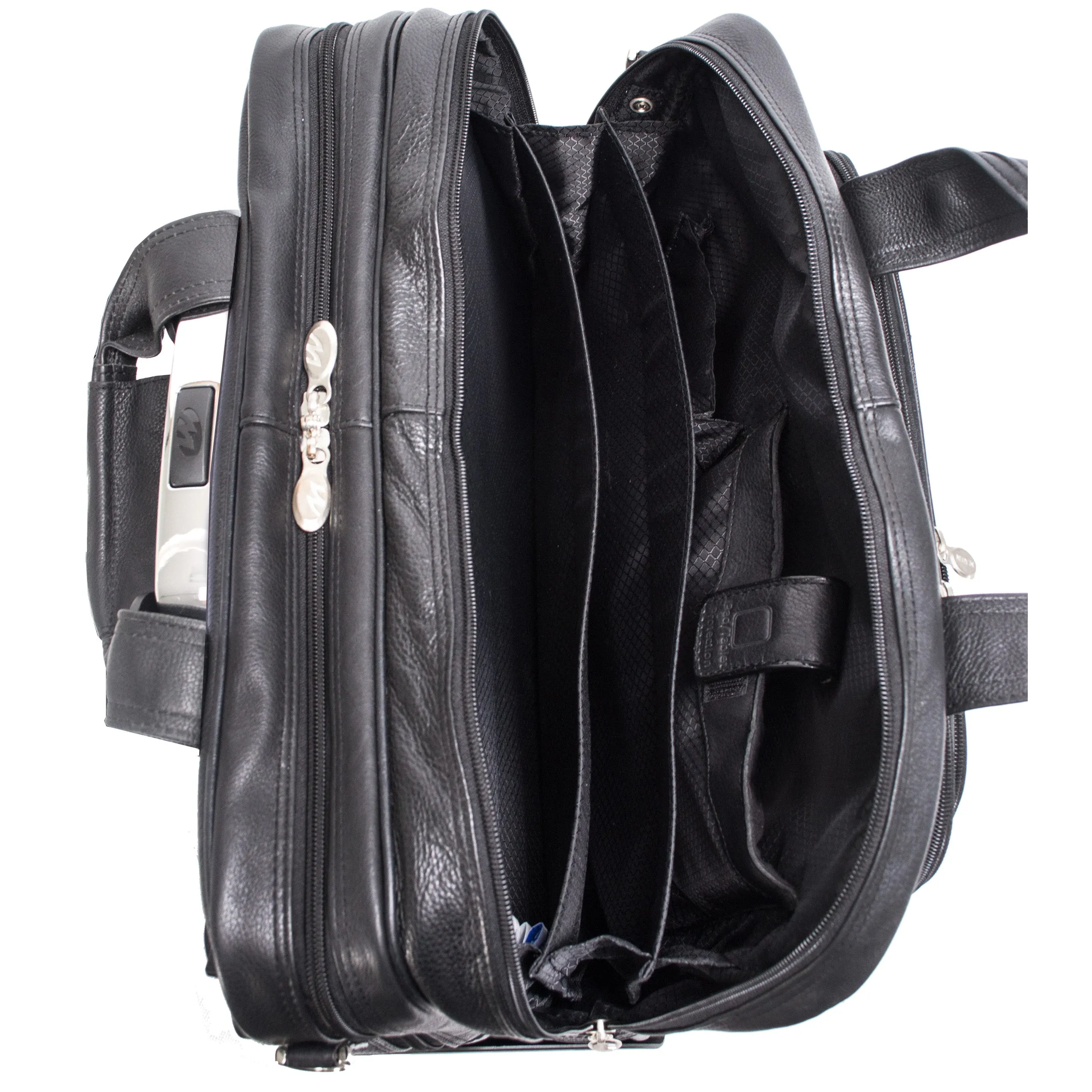 McKlein GOLD COAST 17" Leather Patented Detachable -Wheeled Laptop Briefcase