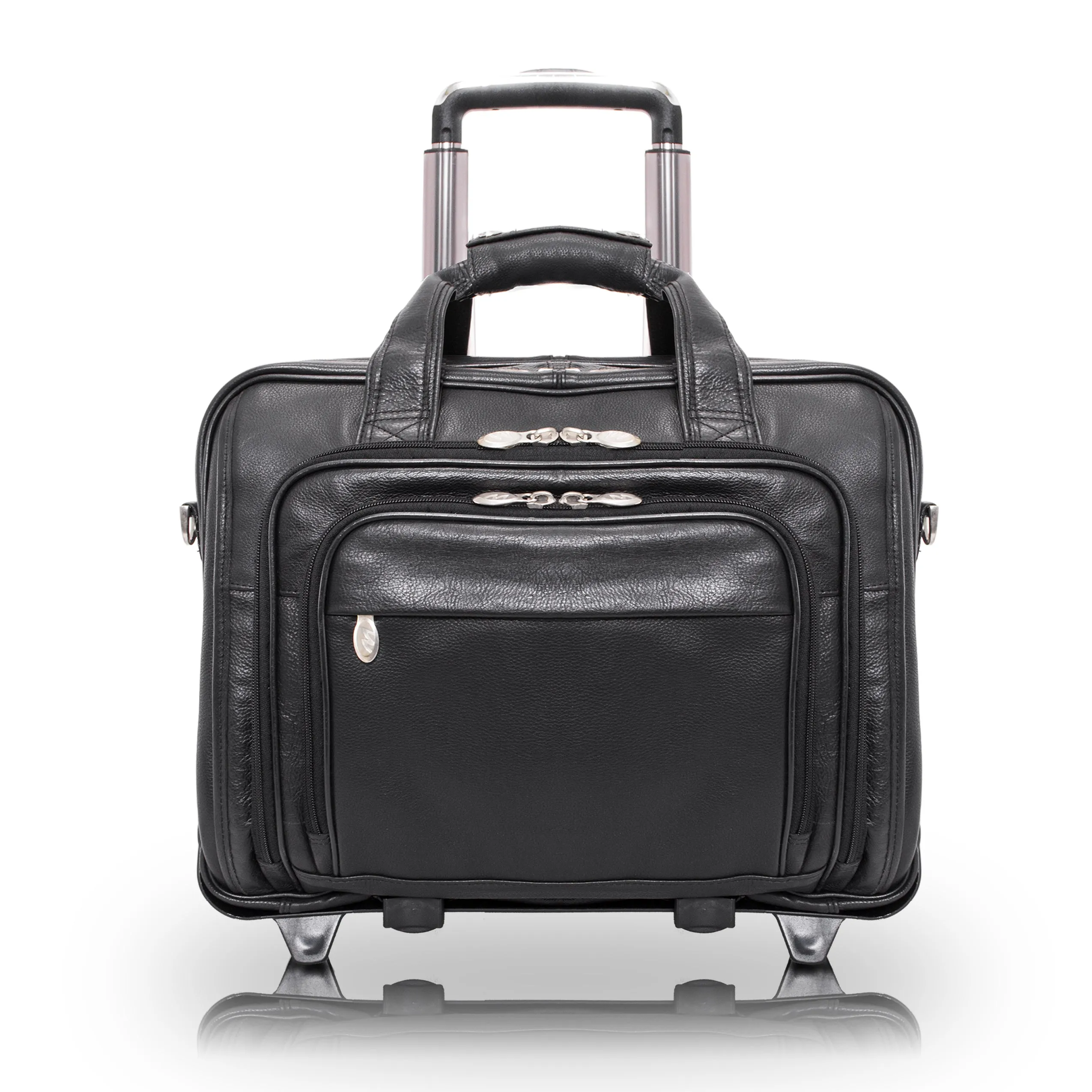 McKlein GOLD COAST 17" Leather Patented Detachable -Wheeled Laptop Briefcase