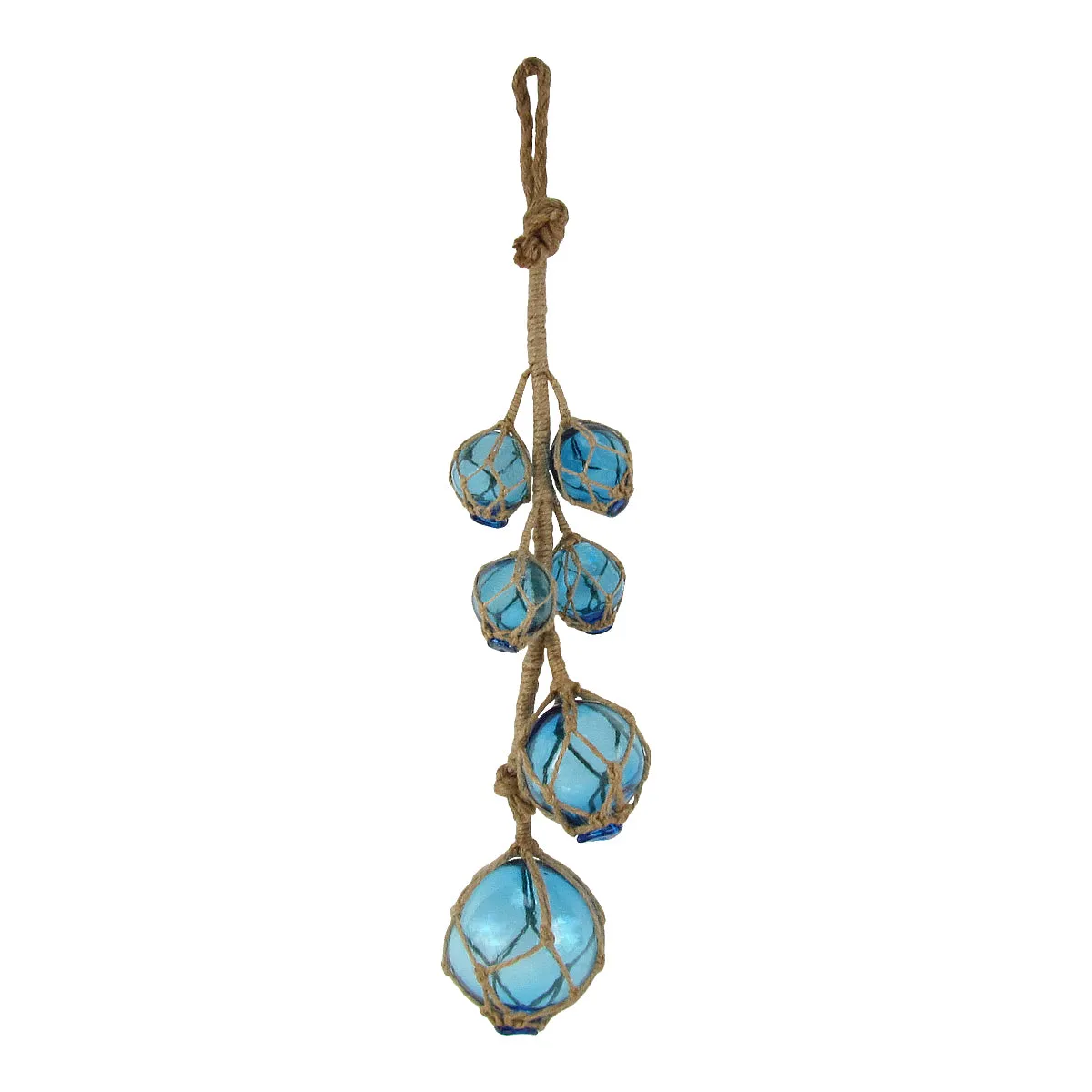 Nautical Fish Net Blue Glass Float Buoys