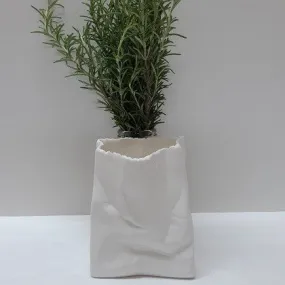 SMALL WHITE CERAMIC PAPER BAG