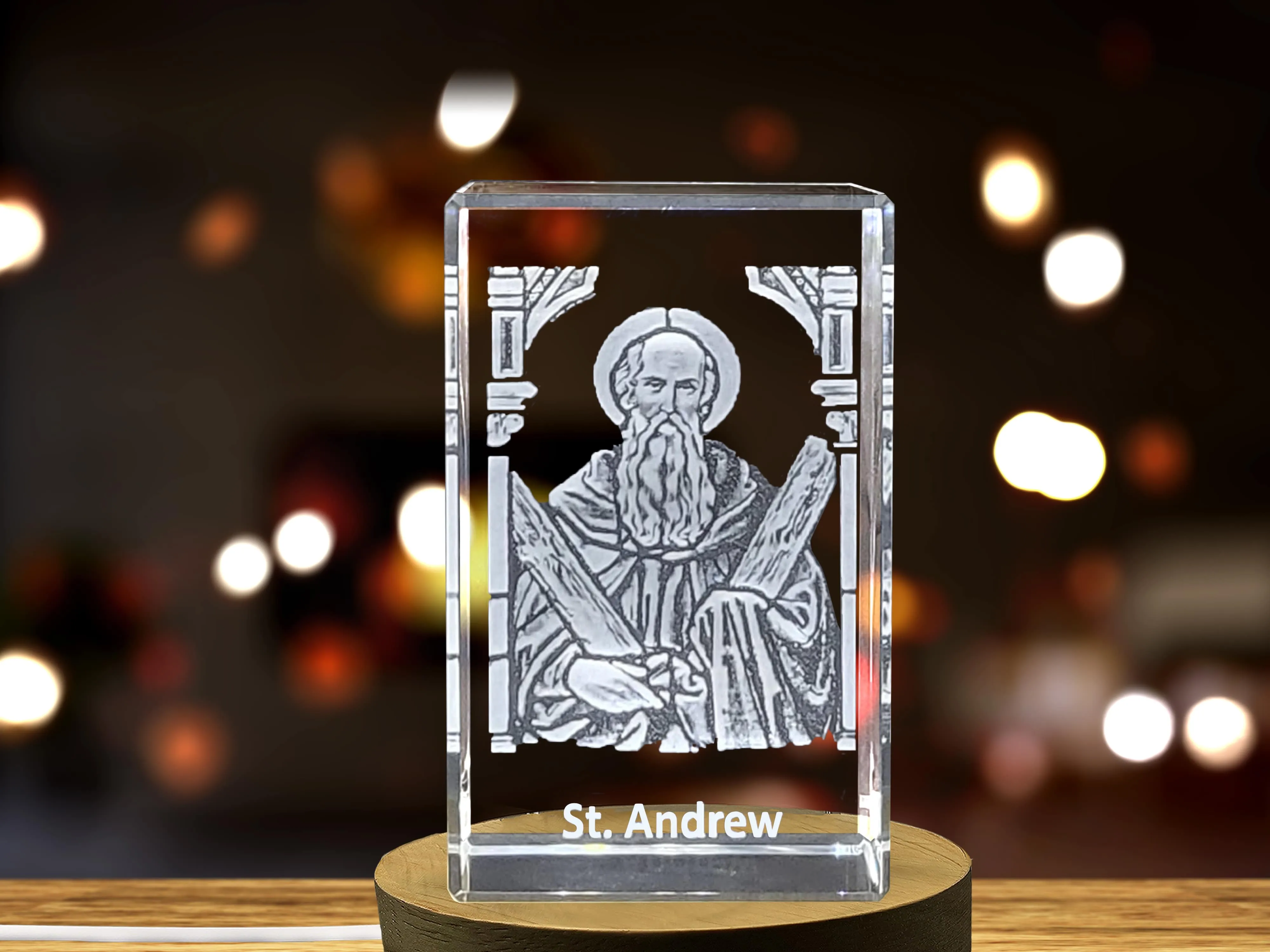 St. Andrew crystal 3D Engraved Crystal - Patron Saint of Fishermen and Russia