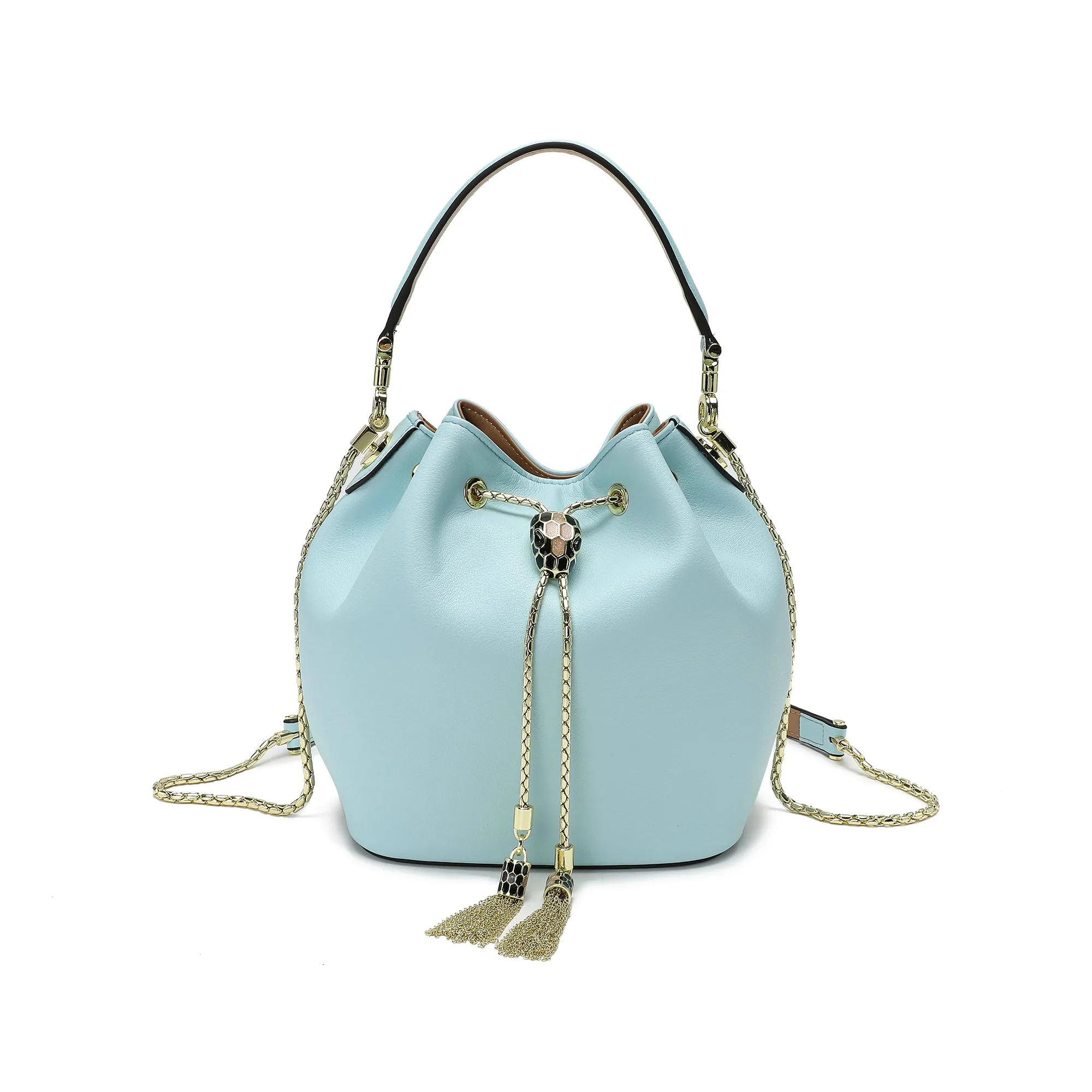 Tiffany & Fred Smooth Leather Drawstring Bag