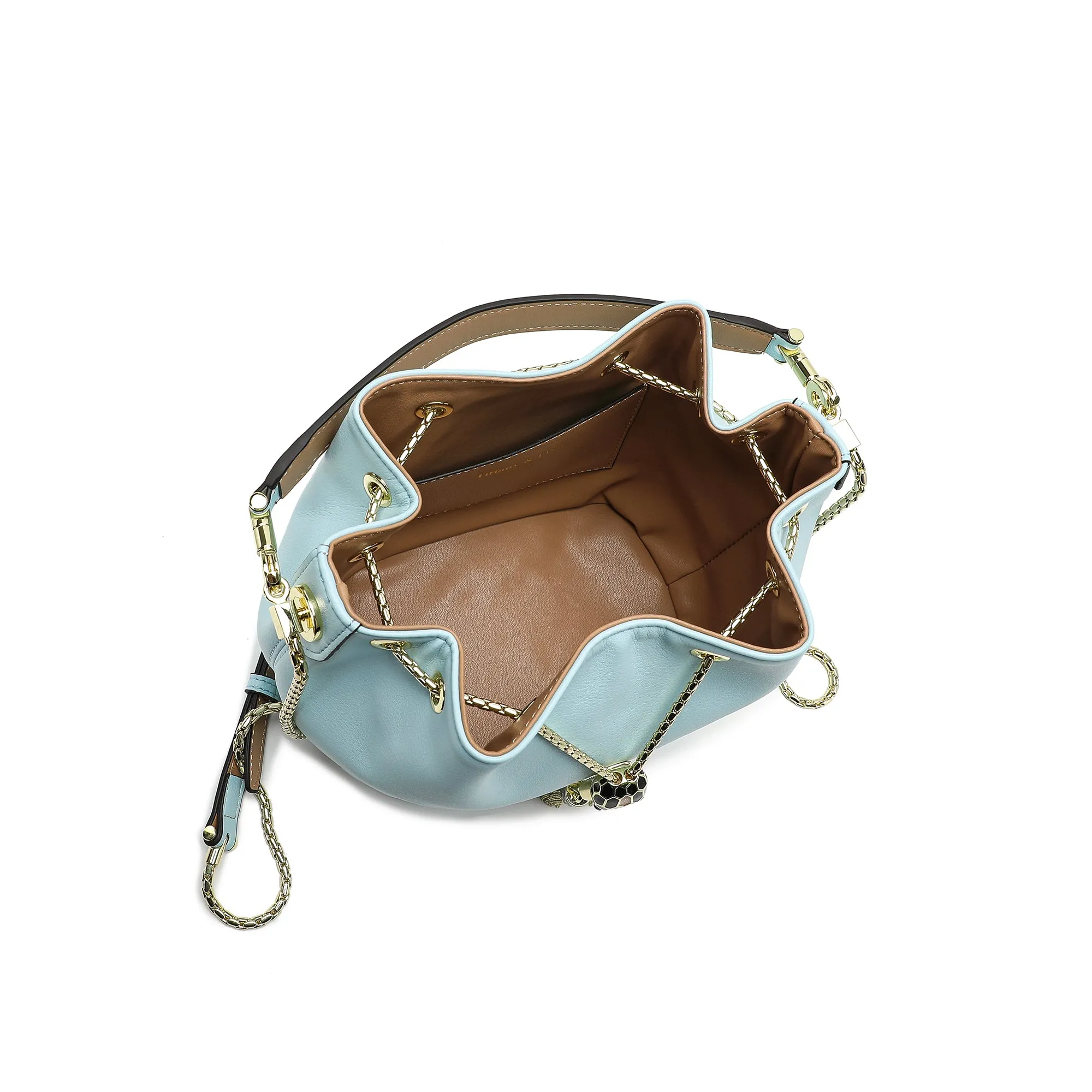 Tiffany & Fred Smooth Leather Drawstring Bag