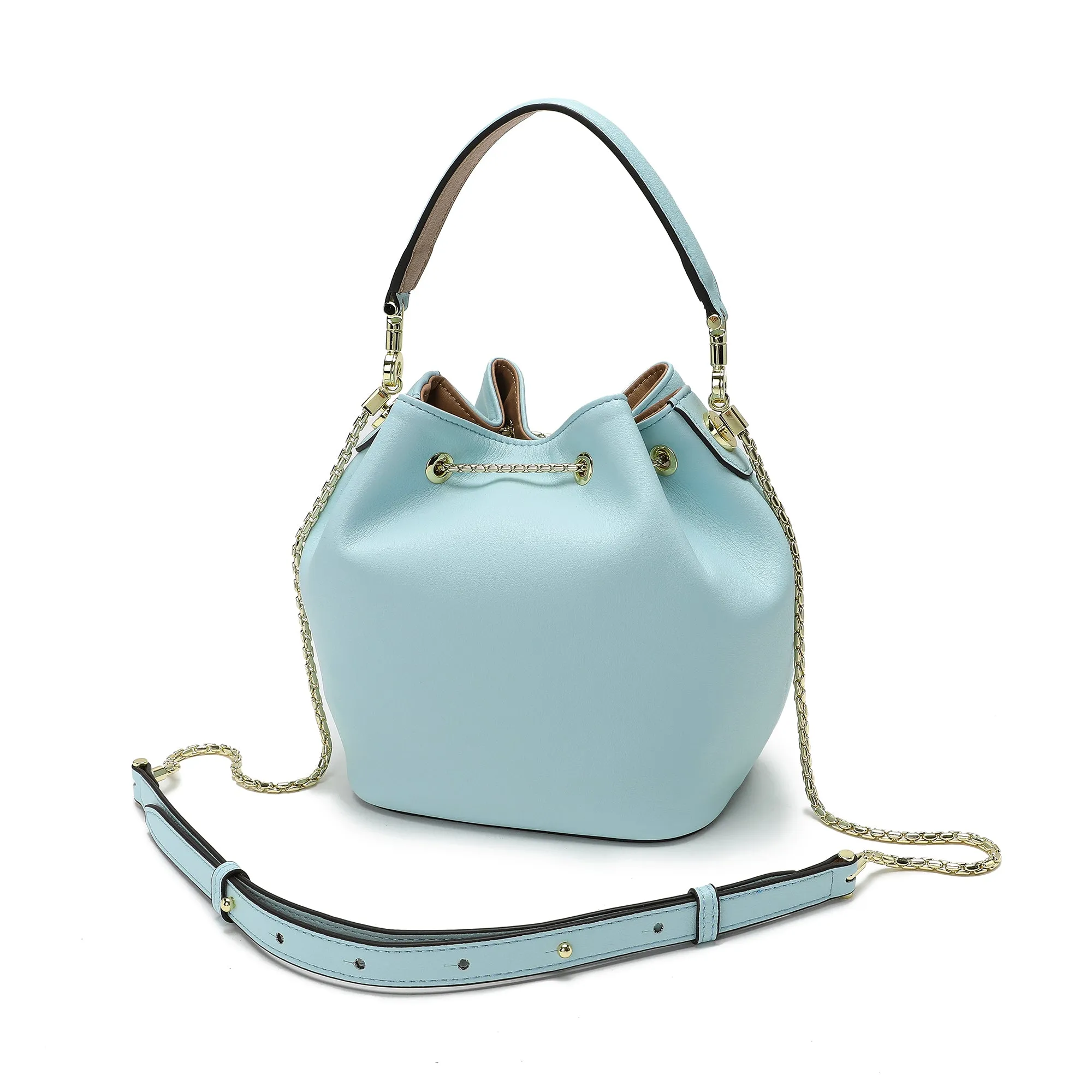 Tiffany & Fred Smooth Leather Drawstring Bag