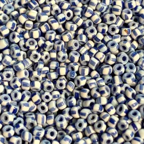Vintage 12º Blue & White Striped Venetian Seed Beads