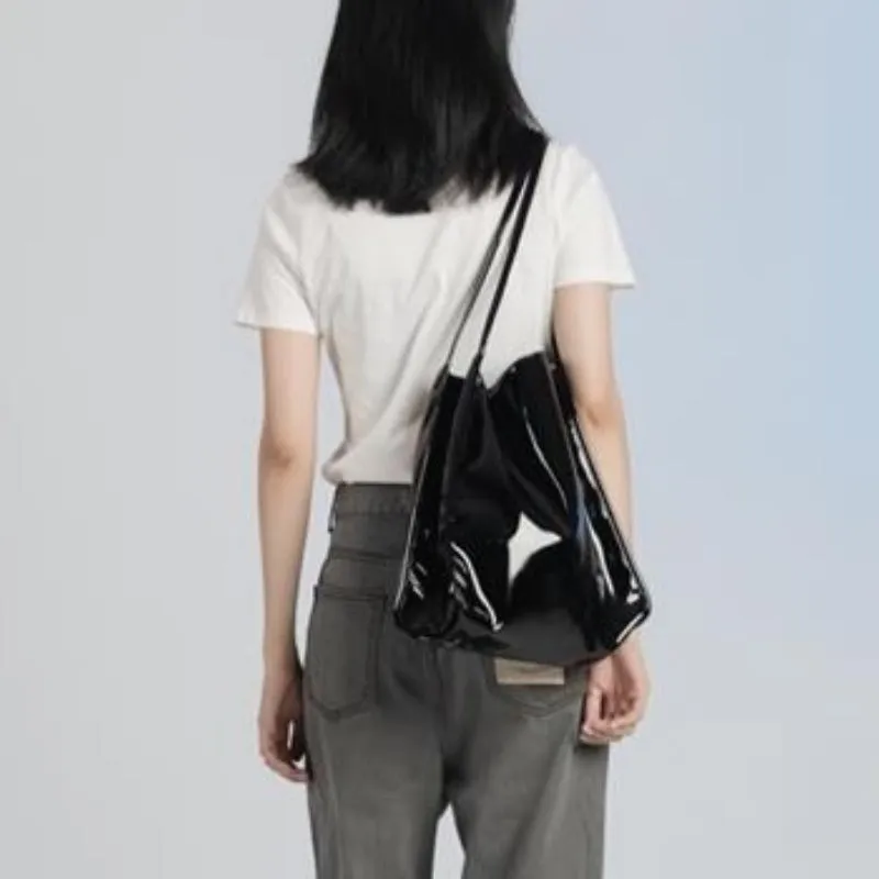 Vintage Patent Leather Tote - Large Capacity Women's Shoulder Bag