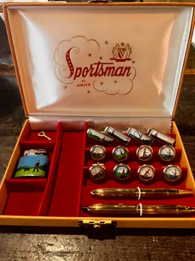 Vintage Sportsman by Amico Gentleman's Set- Sport Cuff links and tie clips