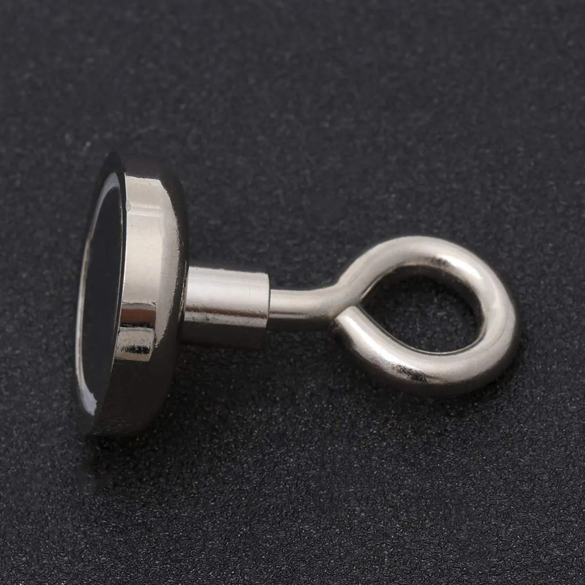 Wowobjects® Fishing Magnet with Eyebolt,Round Fishing Magnet,Beginner Magnet Fishing Kit,Pulling Force Rare Earth Magnet,Magnet for River or Lake Fishing
